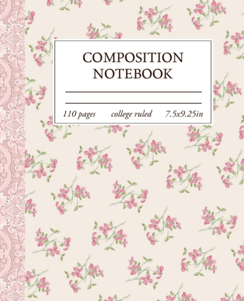 Composition Notebook College Ruled: Light Pink Floral Coquette Aesthetic Journal