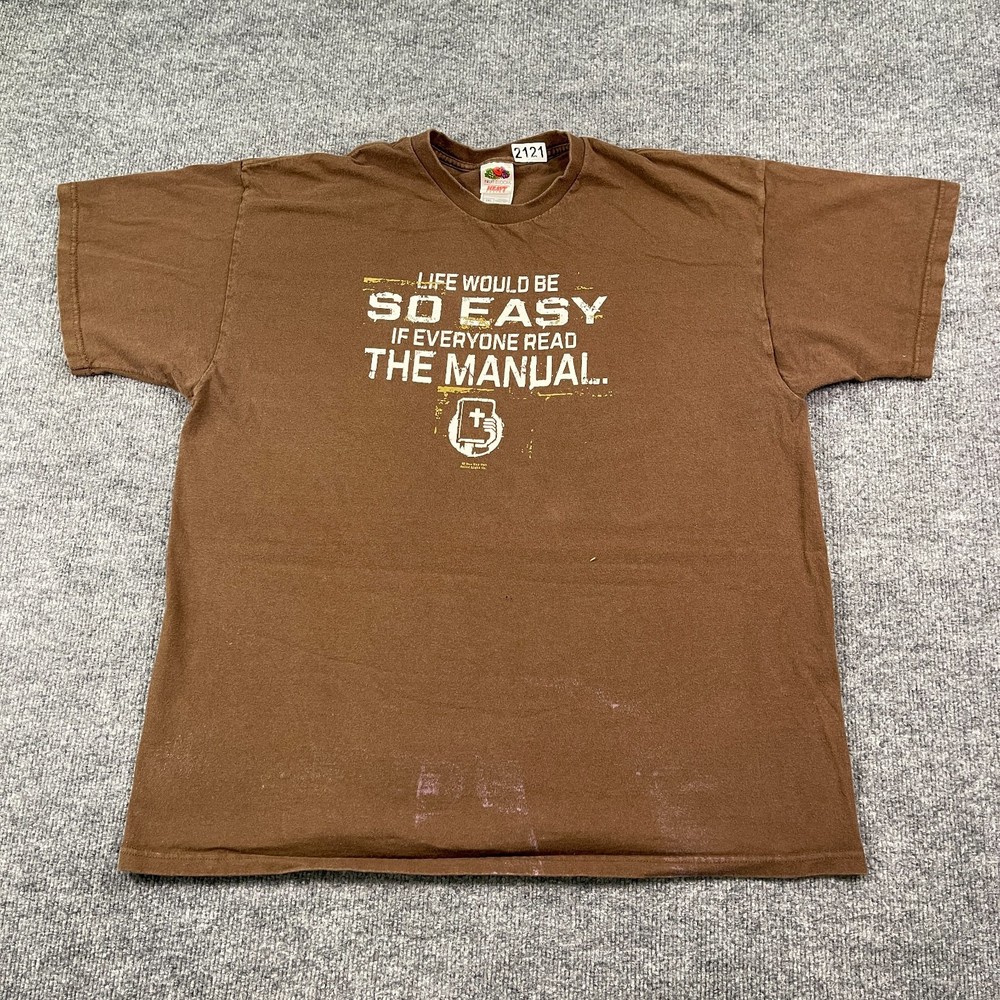 Vintage 90s Read The Bible Christian Jesus Shirt XL 24x28 Brown