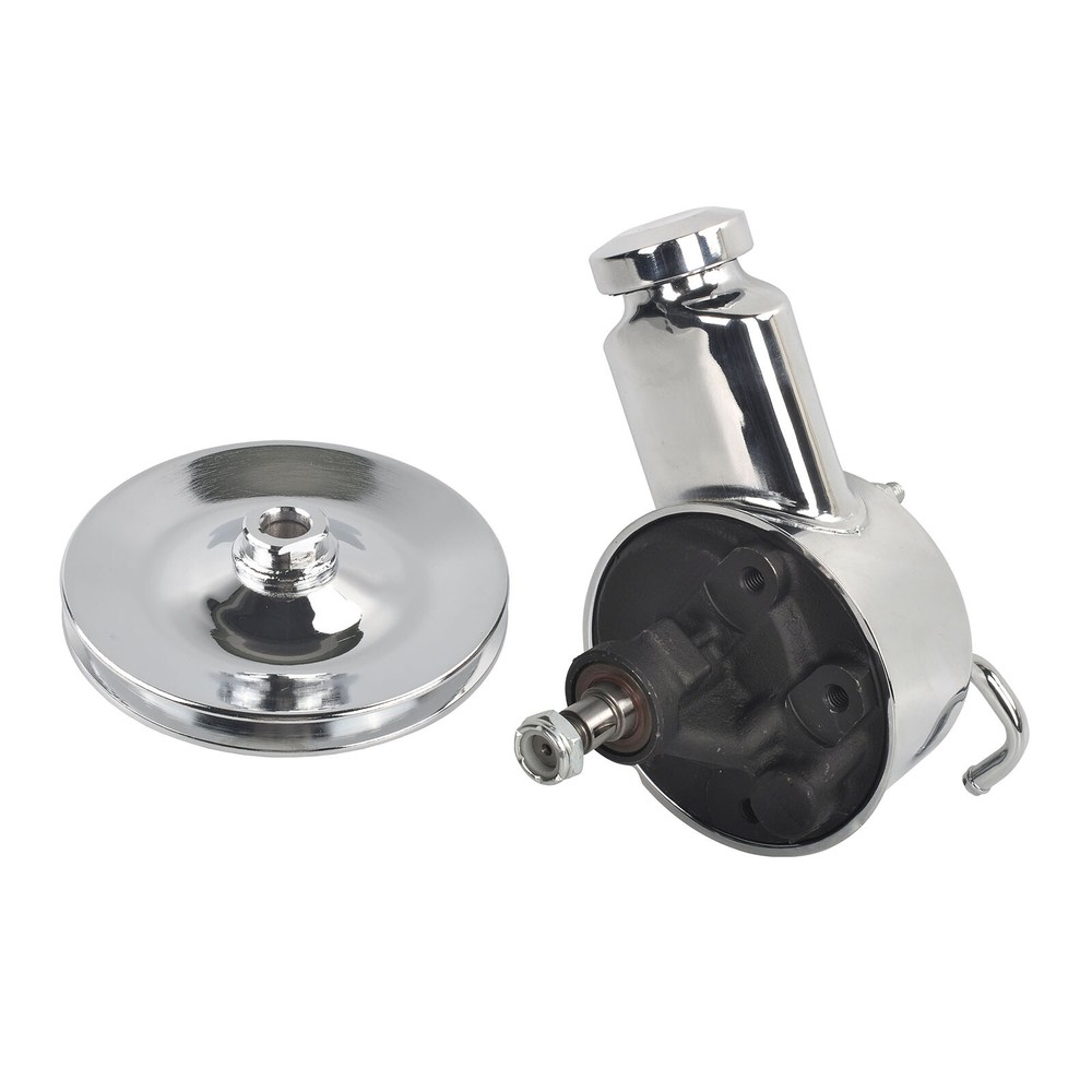 For SBC BBC Chevy Saginaw Power Steering Pump & Single Groove V-Belt Pulley Kit