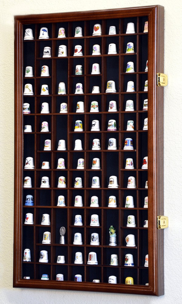 100 Mini Thimble Display Case Wall Rack Cabinet Holder for Small Collectibles 98%
