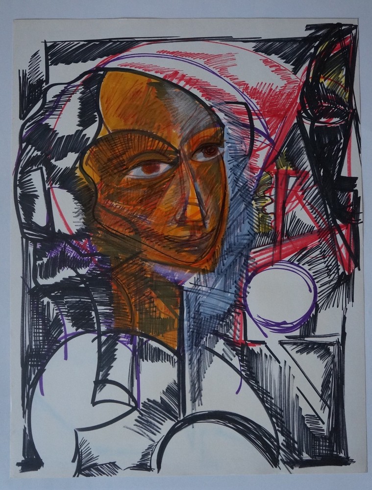 Drawing Marker Portrait Cubist by Robert Calix (1919/2008)