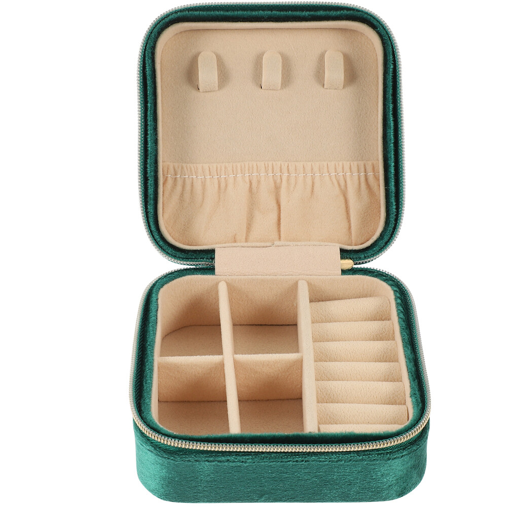 Double Zipper Travel Jewelry Case Ear Stud Box Jewelry Storage Case