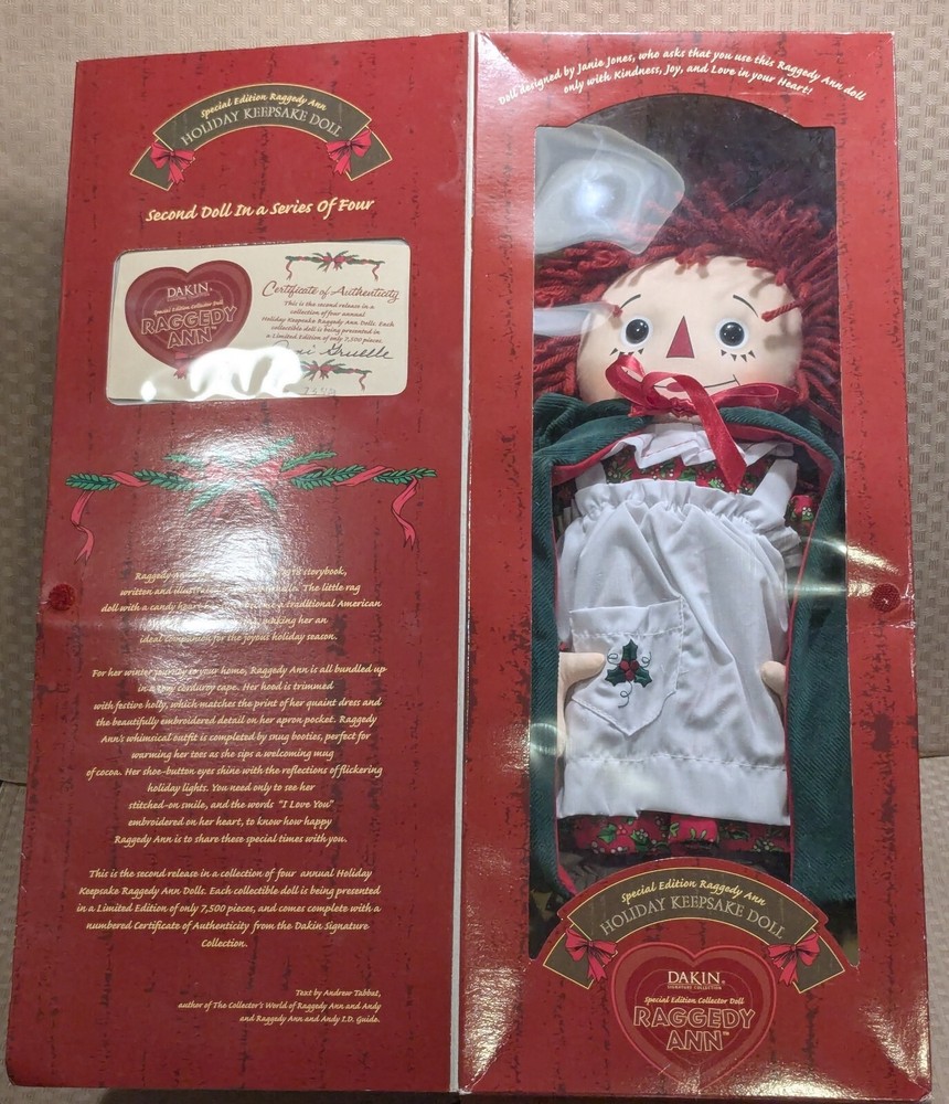 2000 DAKIN Special Edition RAGGEDY ANN Holiday Keepsake Doll #7348 of 7500 NIB