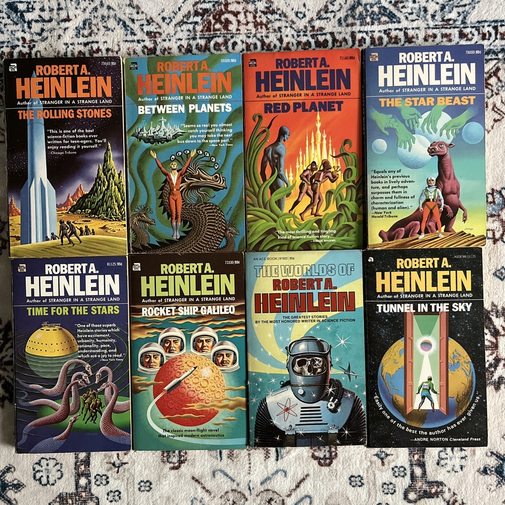 Robert Heinlein Vintage Ace Science Fiction Paperback Lot Of 8