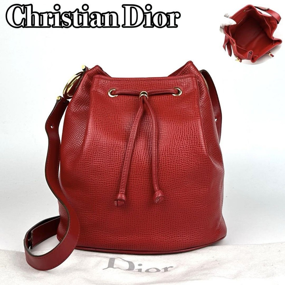 Dior CD Oval Shoulder Bag in Red Leather with Gold Hardware Luxury Handbag