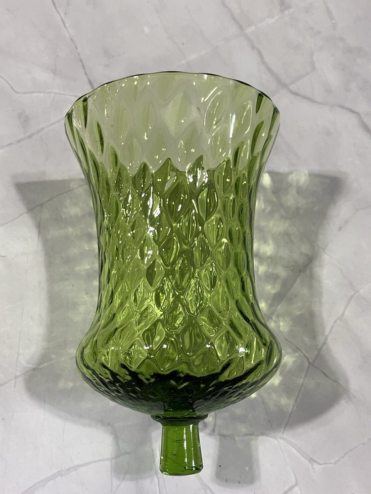 Homco Green  Honeycomb Patterned Votive Cup 5” X 3 1/4”