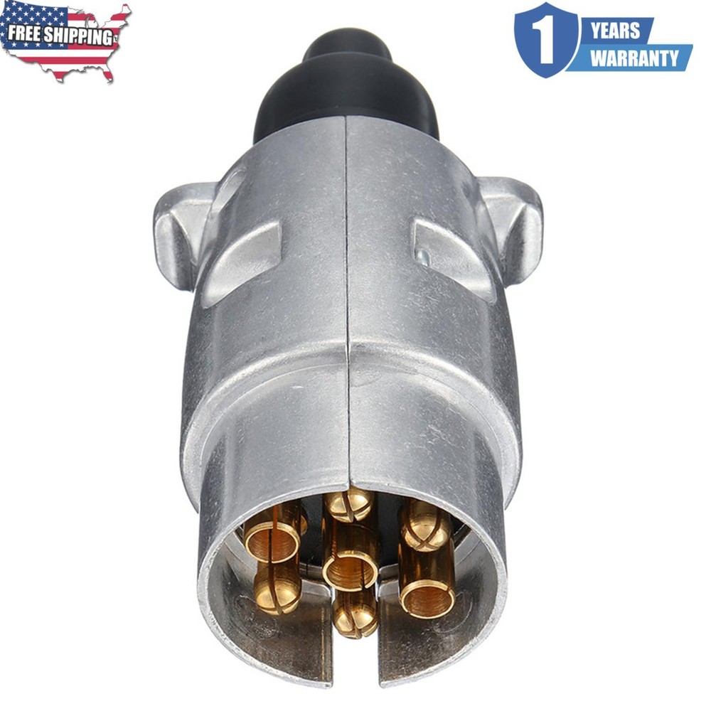 7-Pin Round Metal 2 in 1 Plug for Trailer & Camper Electric Car Accessories 12 V