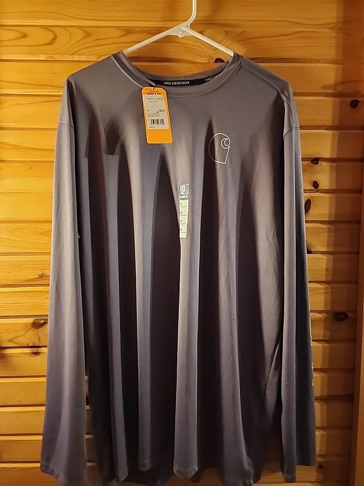 Carhartt Force Sun Defender Lightweight Logo Long-Sleeve T-Shirt Steel 106164 XL