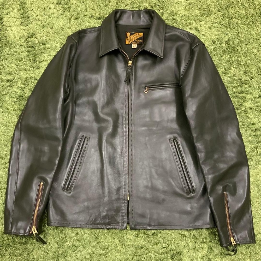 Y'2 Leather Men's 42 Olive Green Horsehide Jacket Rare Large Size Vintage