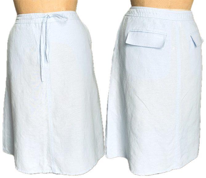 90s Caslon A-Line Skirt Linen Blend Midi Light Blue Quiet Luxury Preppy Size 8