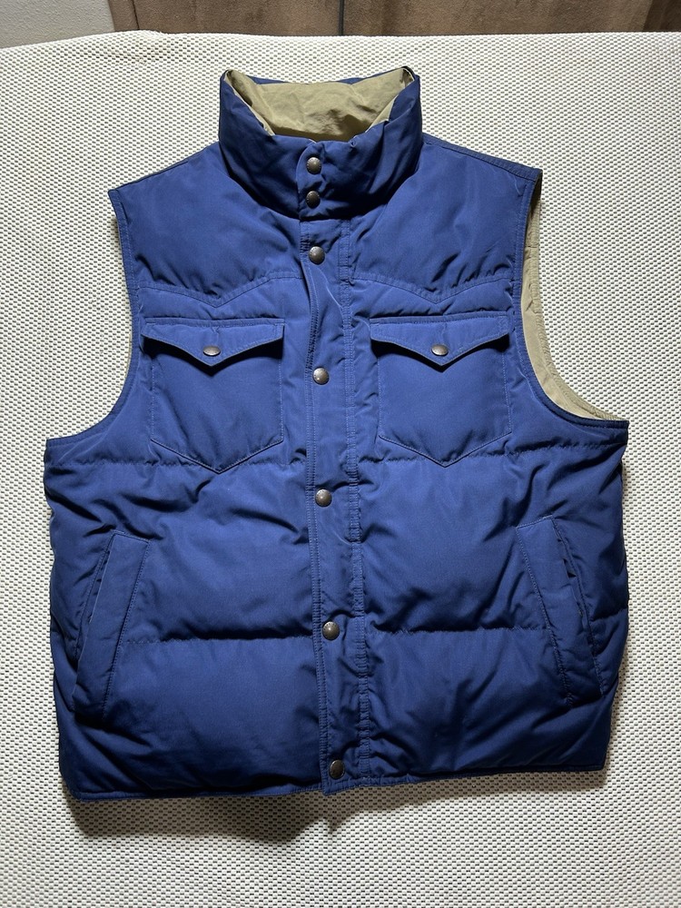 Polo Ralph Lauren RL Vintage Reversible Estilo Occidental Invierno Plumón Chaleco Abombado L