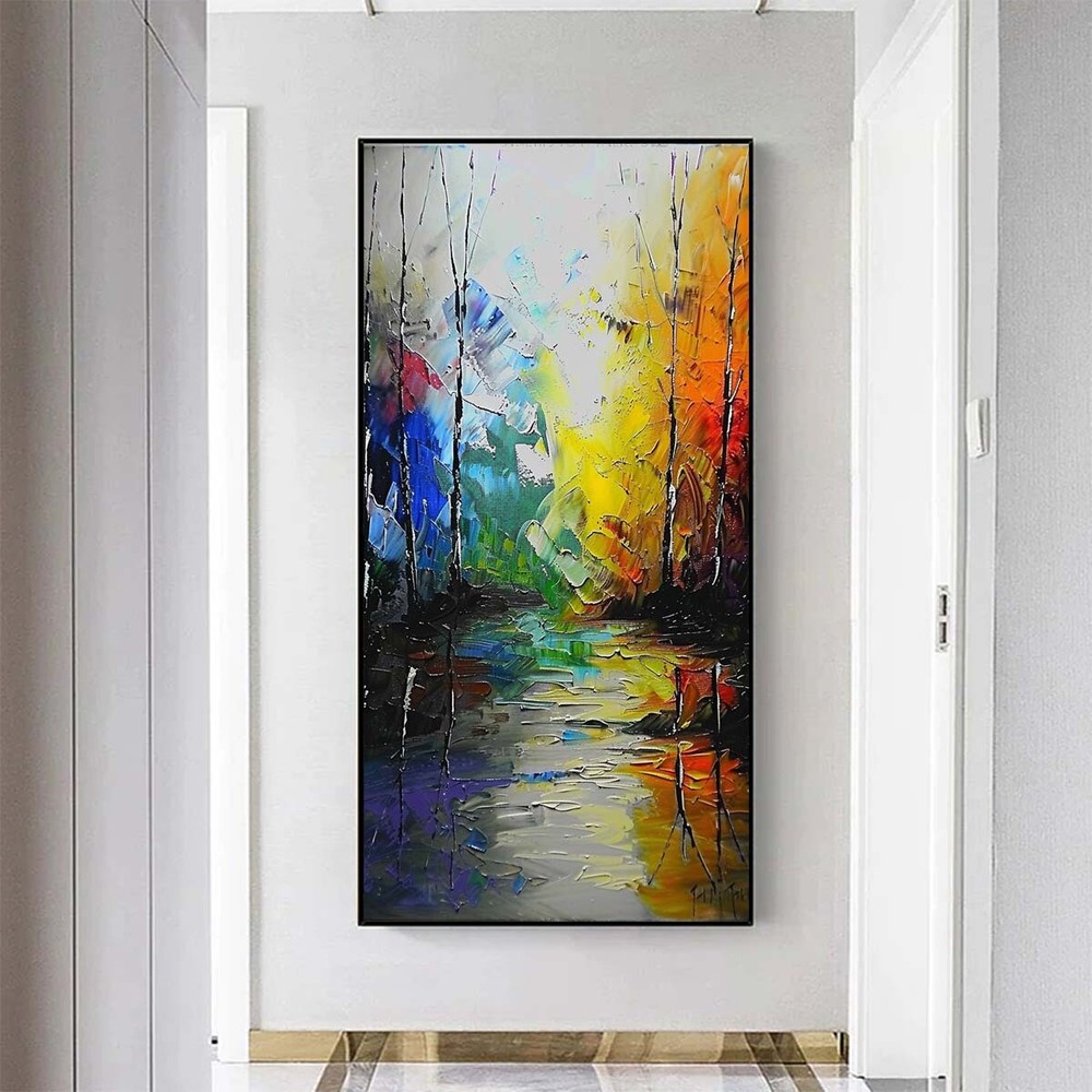 Orange Handpainted Abstract scenery Oil Painting On Canvas Wall Art Home Decor