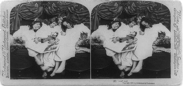 Photo of Stereograph,Of Nod,Little Girls Asleep on Sofa,Sleeping,Children,c1901
