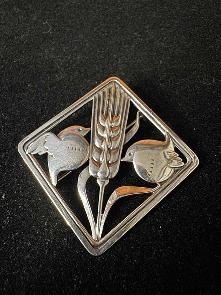 Georg Jensen #250 Sterling Brooch/Pin Birds and wheat design by Arno Malinowski