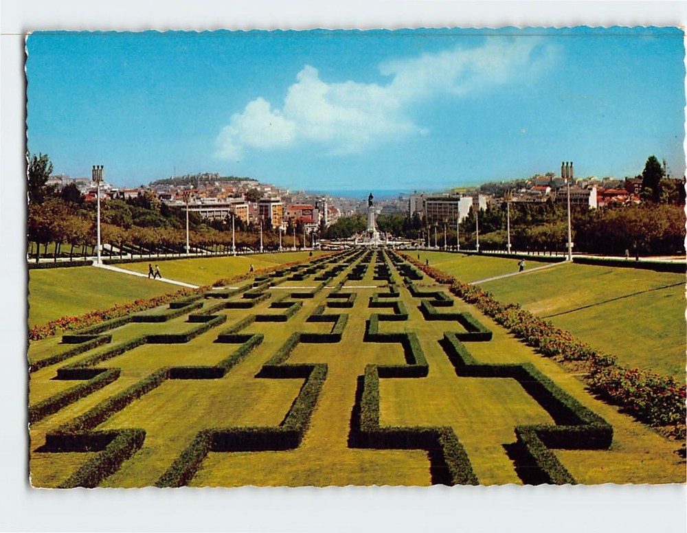 Postcard Parque Eduardo VII & The Marquis of Pombal Square Lisbon Portugal