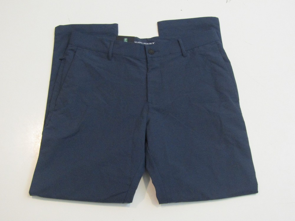 BANANA REPUBLIC Mens Blue Flat Front Pants Slim Fit Size 32 W 30 L NWT