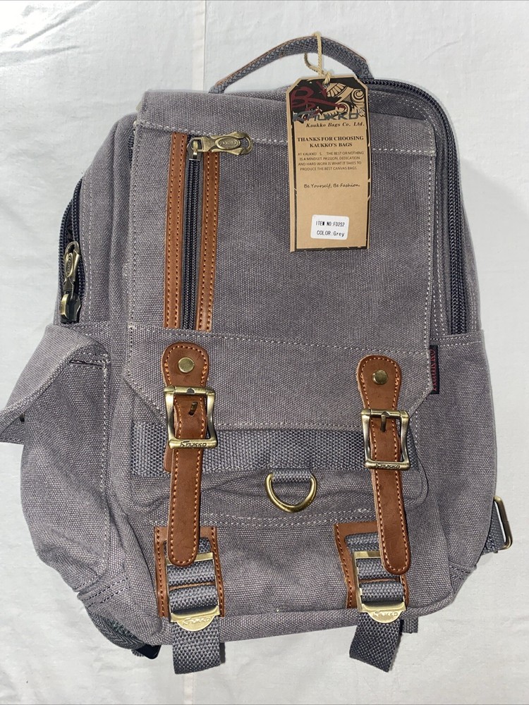 Kaukko Crossbody Canvas Sling Bag Backpack Hiking Commuting Rugged Grey Unisex