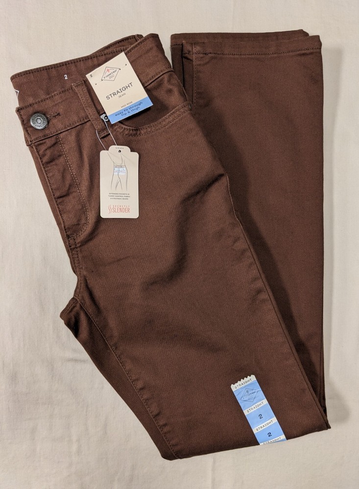 NWT: St. John's Bay Brown Straight Leg Jean Pants - Size 2
