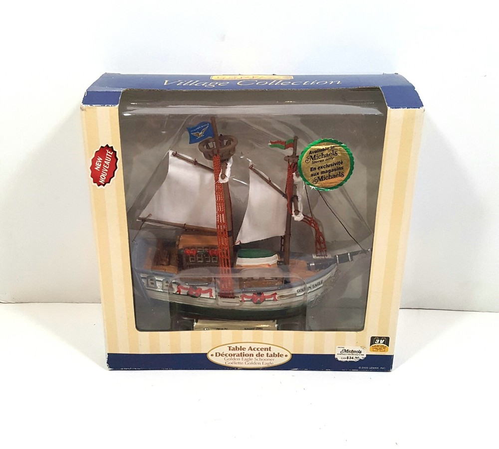 Lemax Golden Eagle Schooner Ship Christmas Table Decoration Exclusive Holiday Accent-image