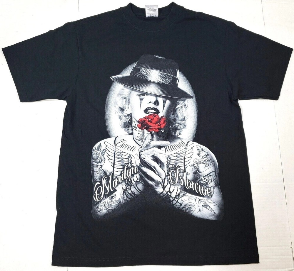 Marilyn Monroe T-shirt Urban Streetwear Tattoo Art Tee Men's Black New