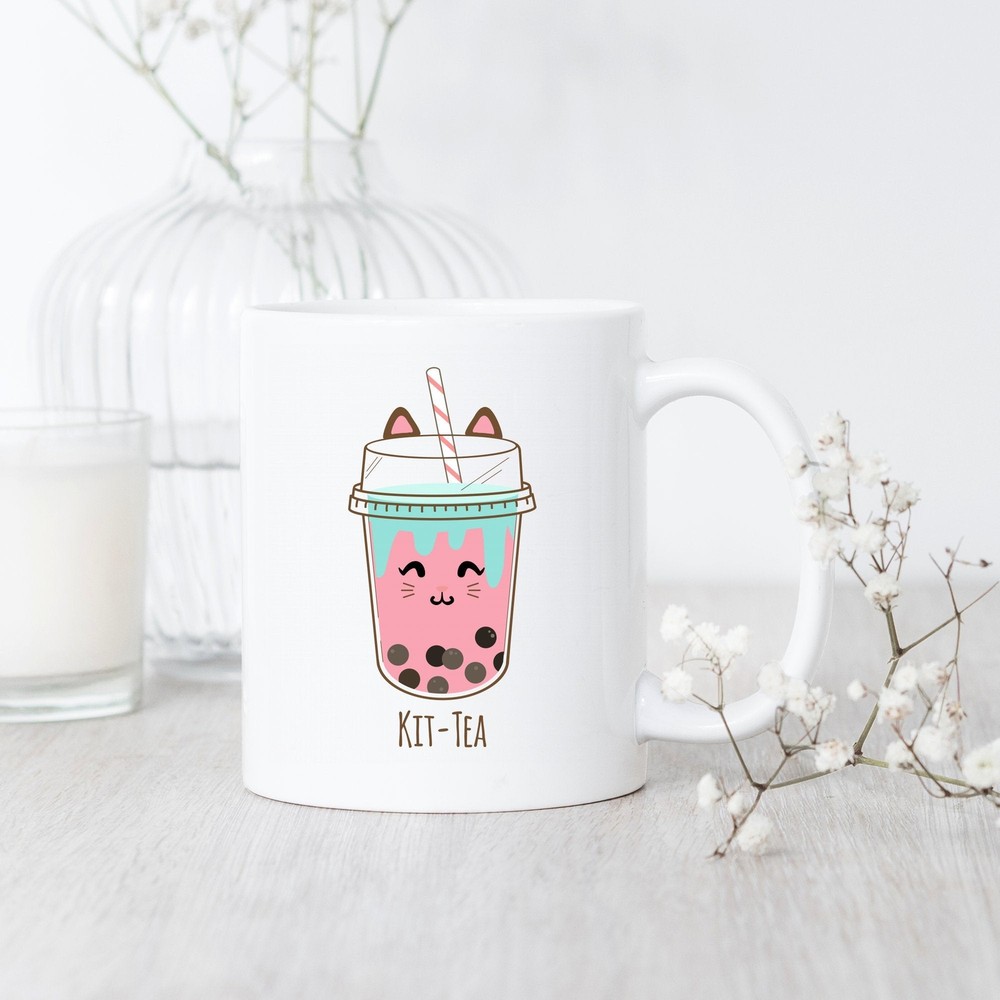 Kit Tea Mug Milk Tea Mug Bubble Tea Lover Boba Lover Gift Cute Bubble Tea Mug