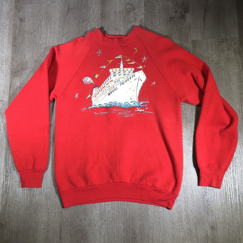 vintage Sweater Red Size Large royal princess Cruise Ship Sweatshirt Women’s Kid