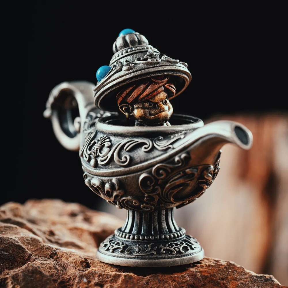 Vintage Aladdin Genie Magic Lamp Pendant Necklace Wishing Light