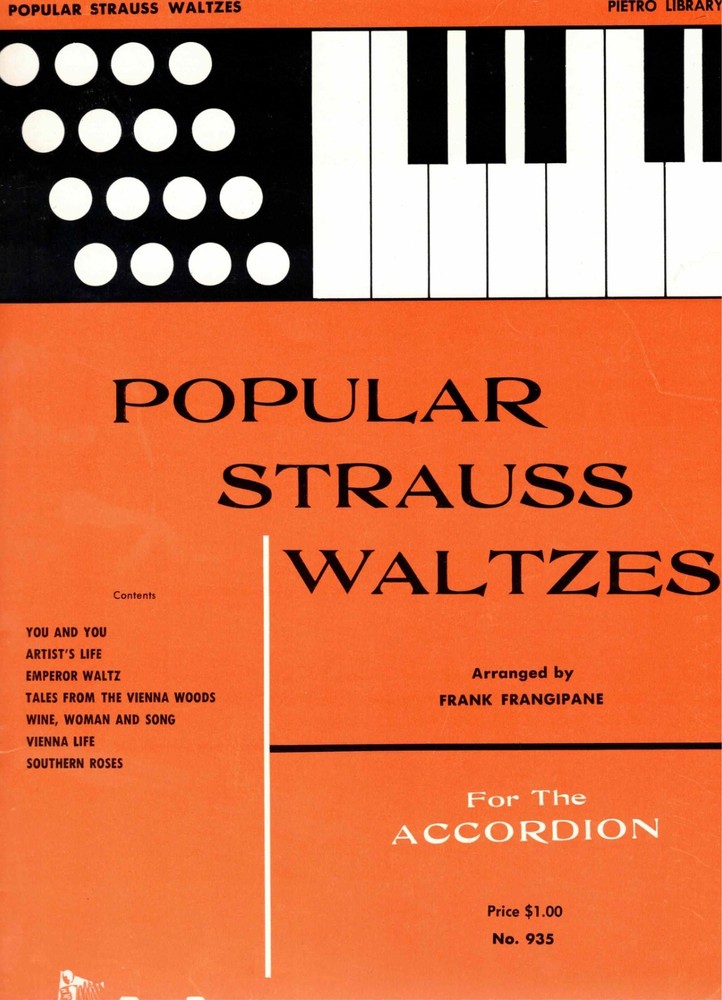 Popular Strauss Waltzes By Frank Fringipane Accordion Music Book Nos