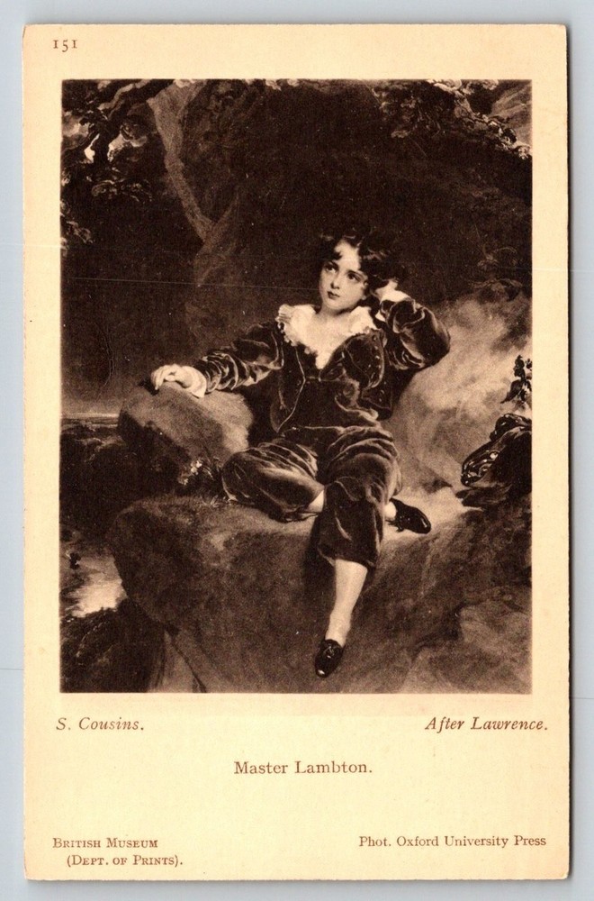 Master Lambton Portrait Postcard S. Cousins After Lawrence British Museum