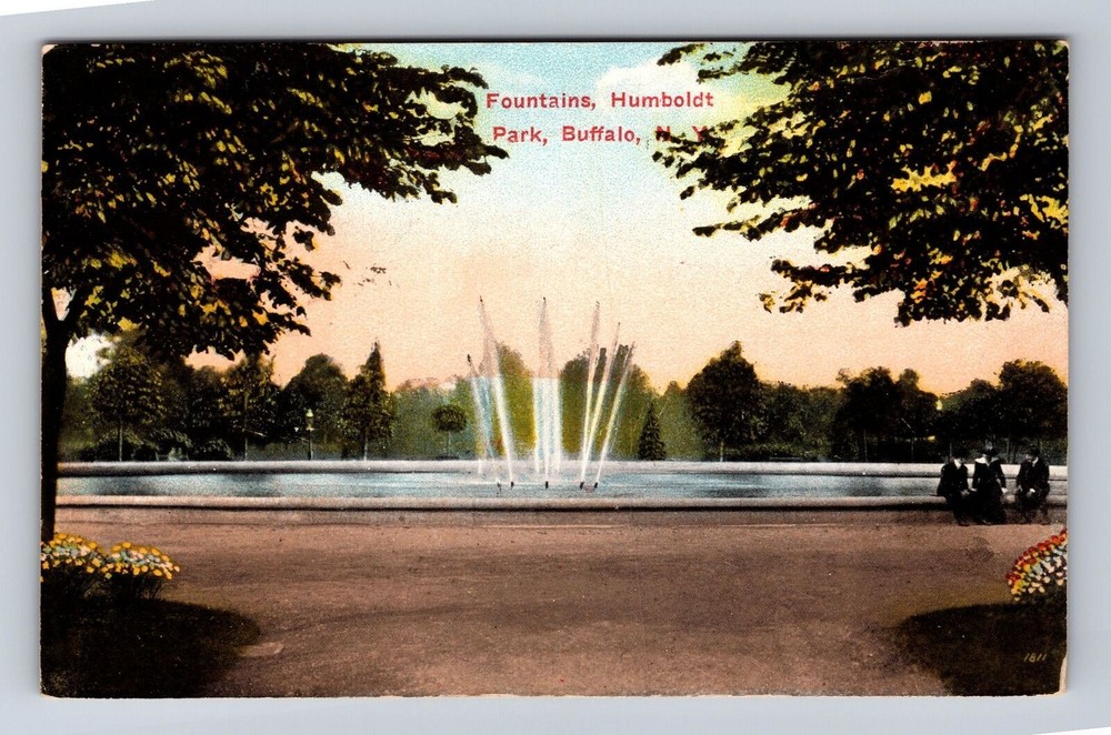 Buffalo NY-New York, Fountains, Humboldt Park, Antique, Vintage Postcard