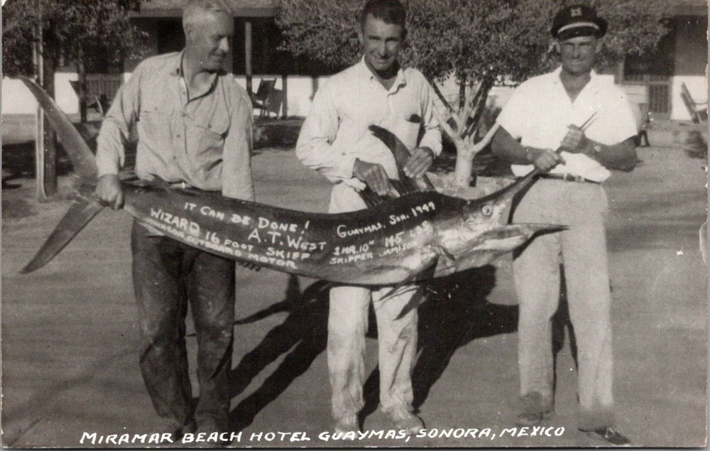 RPPC Fishing at Miramar Beach Hotel, Guaymas Sonora Mexico Vintage Postcard U13