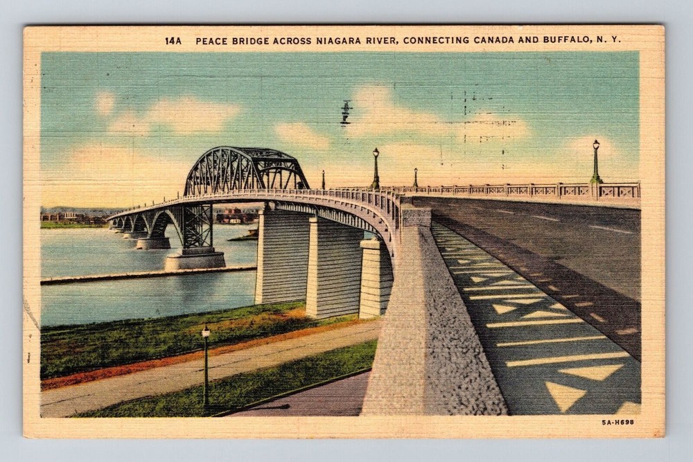 Buffalo NY-New York, Peace Bridge Across Niagara River, Vintage Postcard