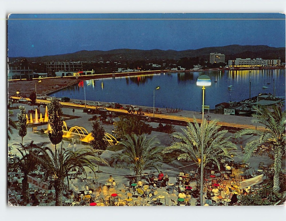 Postcard Corner of the Bay Night View in San Antonio Abad Ibiza Spain