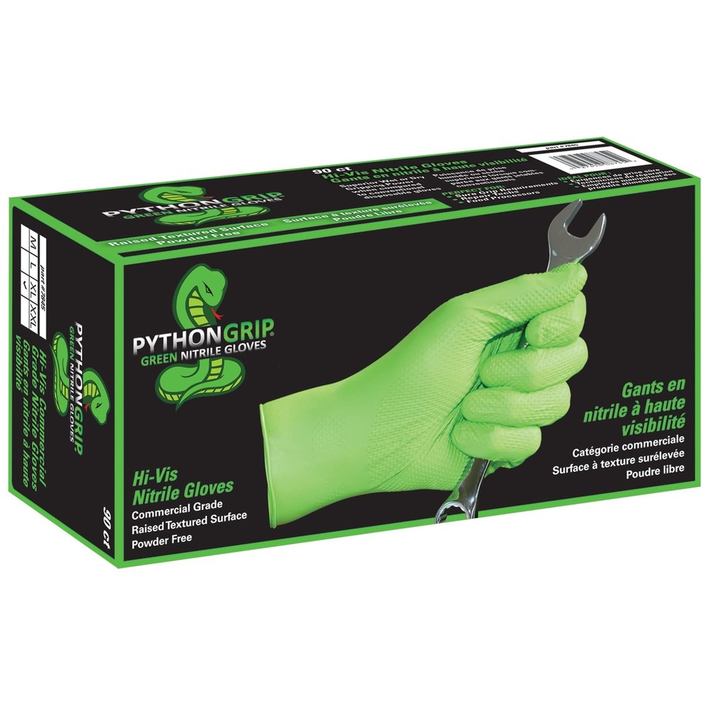 Eppco PythonGrip Hi-Vis Green Nitrile Gloves Size L 100-Pack Box