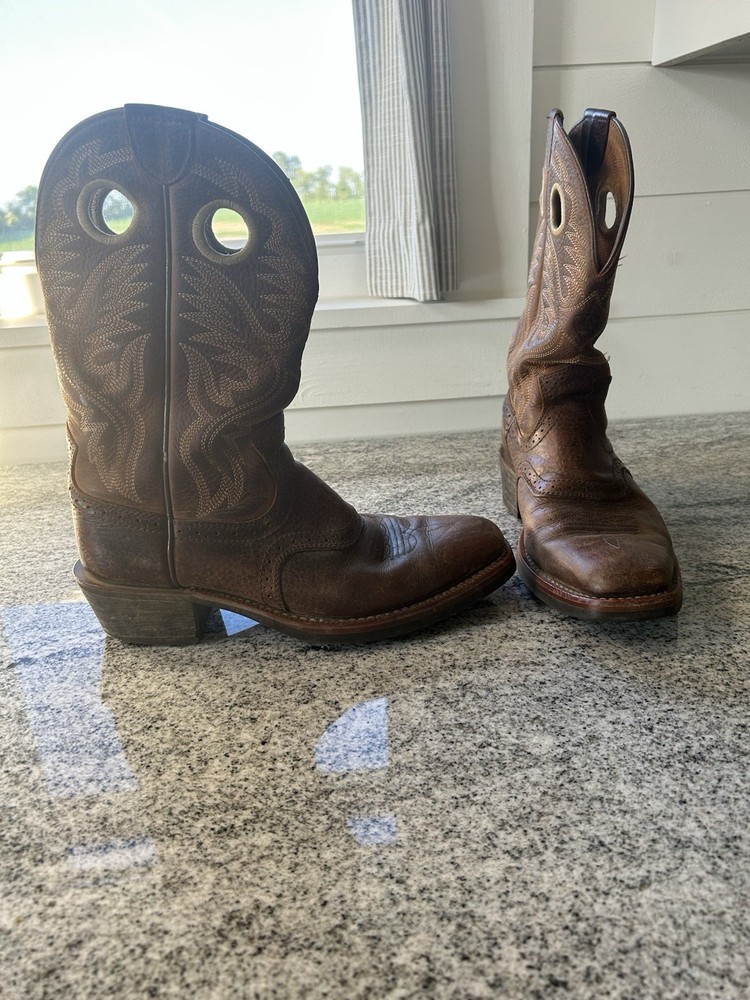 Ariat Heritage Roughstock Brown Square Toe Cowboy Boots Mens Size 8D