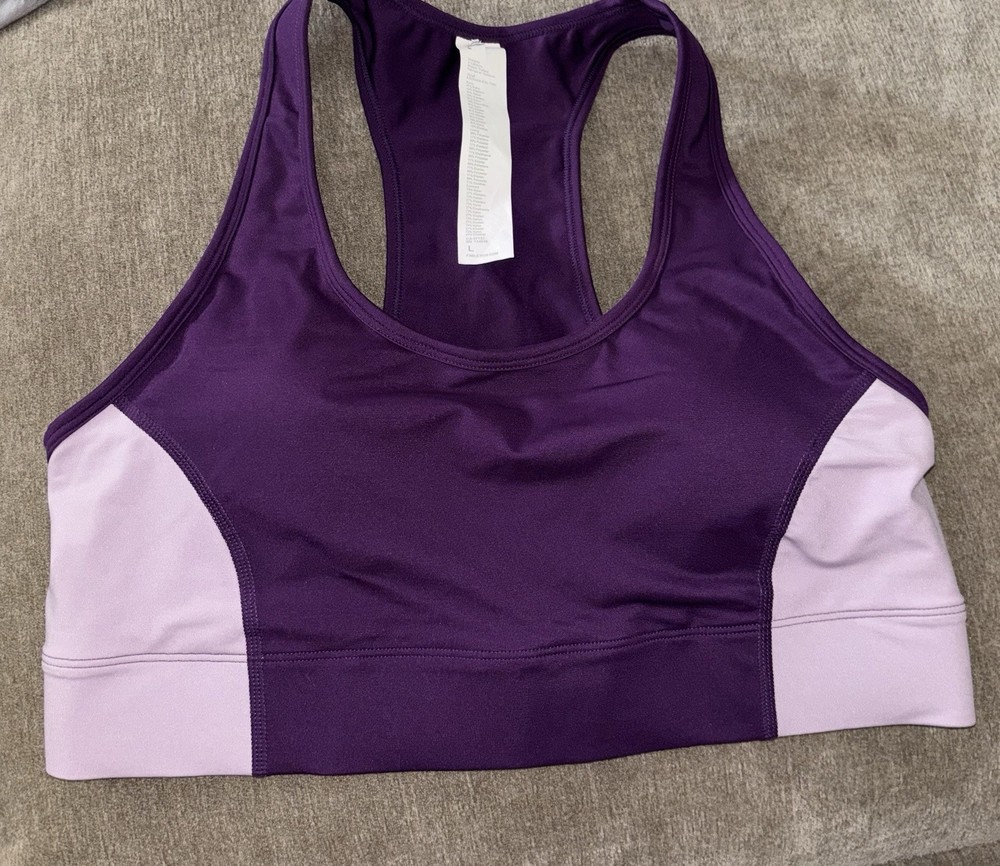 Fabletics Racerback Sports Bra Wireless Pullover Purple Size Large