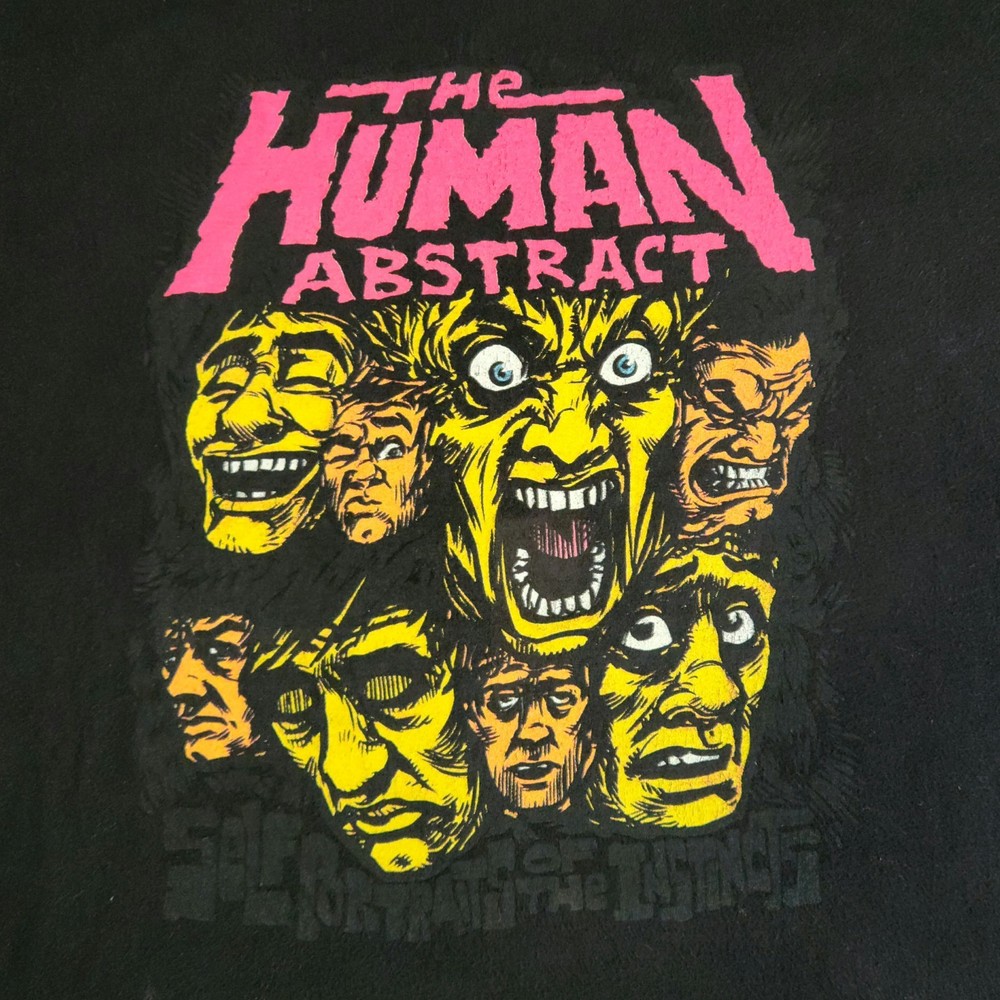 The Human Abstract Faces Metalcore 2000's Y2K Band Black XL Graphic T-Shirt Tee-image