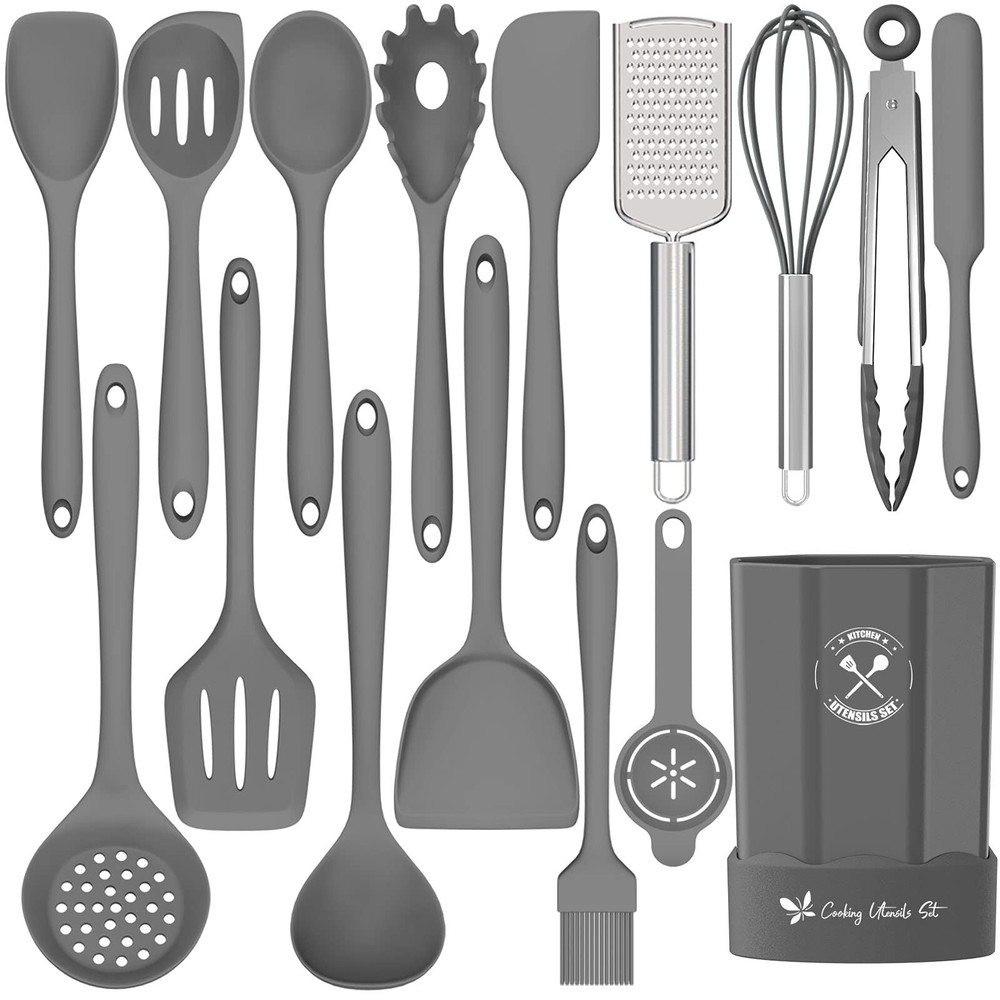 Silicone Kitchen Utensils Set, 16-Piece Silicone Cooking Utensils by Deedro, ...