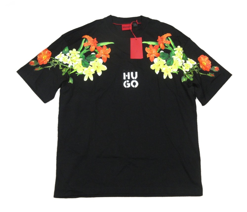 Hugo Hugo Boss Men's Black Diblostee Floral Print Crew-Neck Short Sleeve T-Shirt