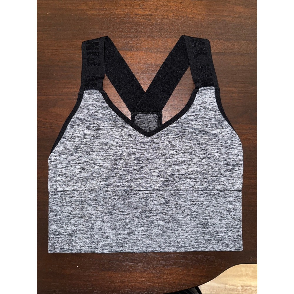 Victoria's Secret PINK Seamless Sports Bra Cropped Top Grey Black Size XS