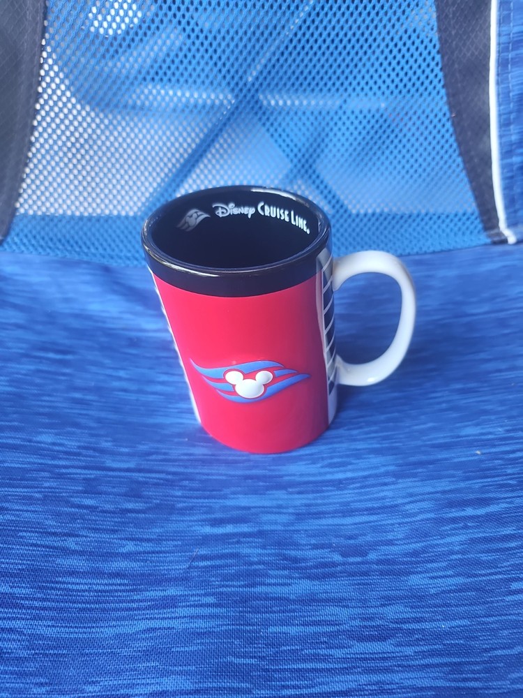 Disney Cruise Line Slanted  Coffee Mug Red With Mickey Mouse