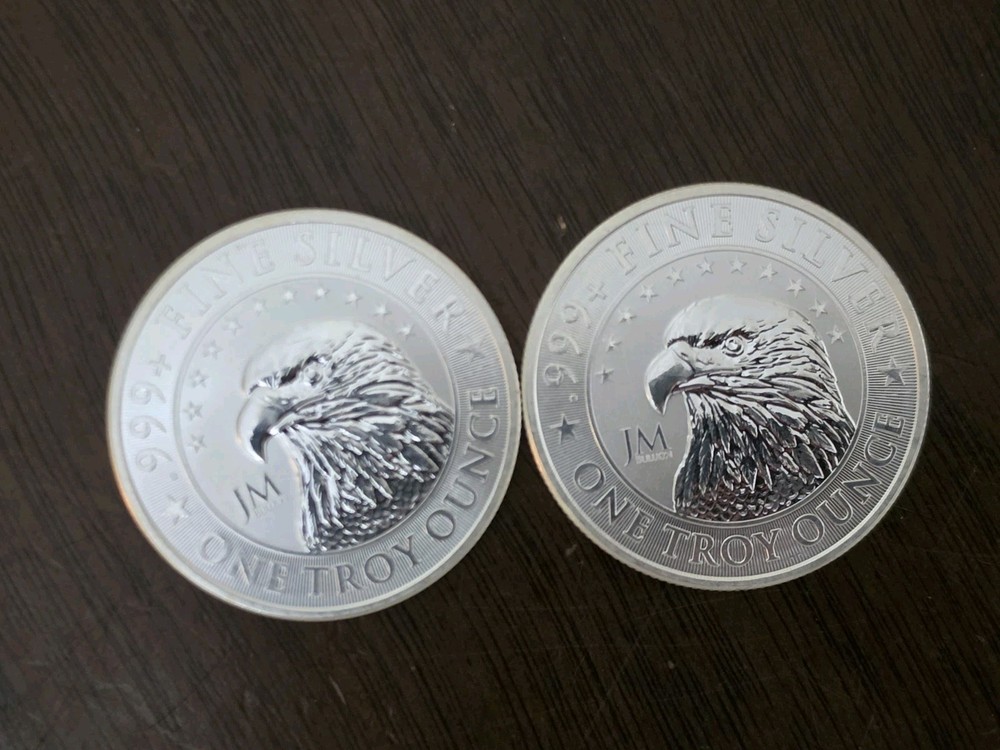 (2) Two Bars 1 oz Each JM Bullion Eagle Silver Rounds You Judge Condtion