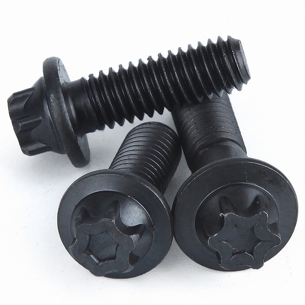 Flanged Torx Head Bolts 6-Point 12.9 High Tensile M5M6 Carbon Steel Screws Black  