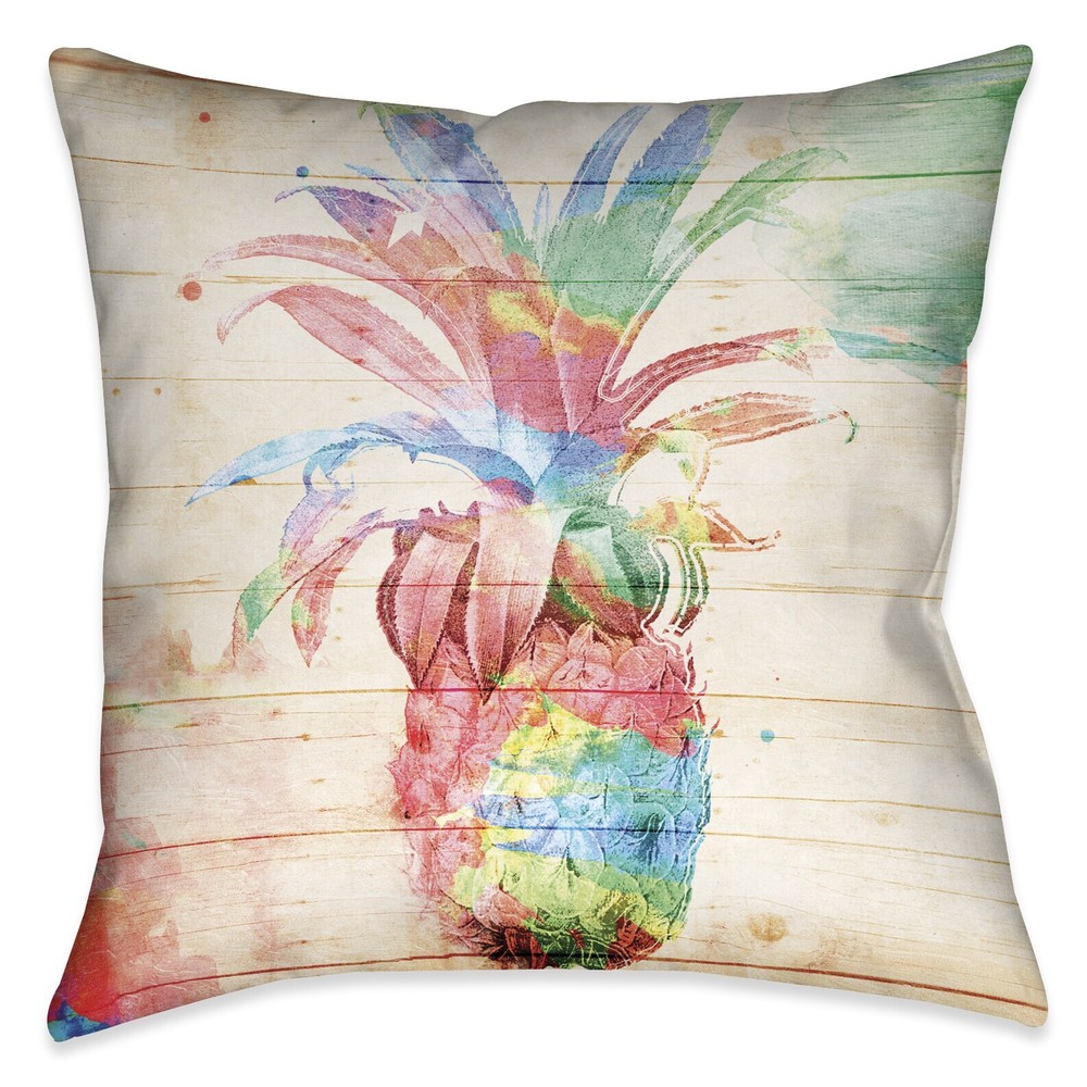 Laural Home Watercolor Pineapple Indoor- Outdoor Decorative Multi