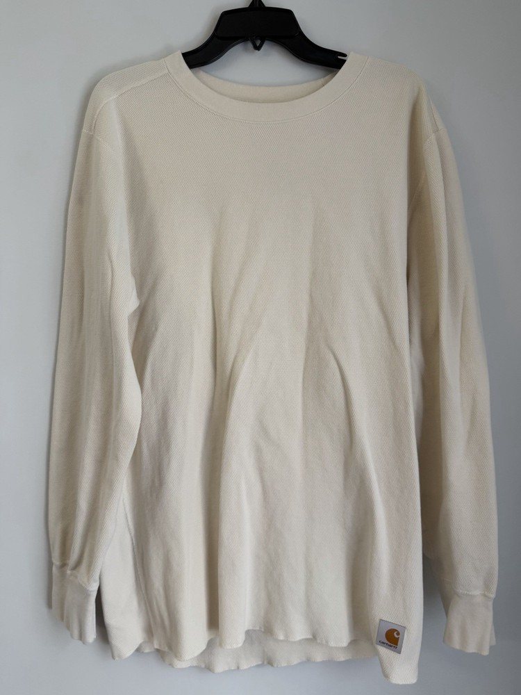 Carhartt Thermal Shirt Size XL Cream Waffle Long Sleeve Workwear Outdoors