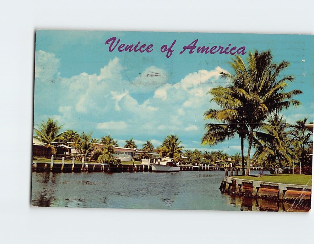 Postcard America Venice Homes Waterways Fort Lauderdale Florida USA