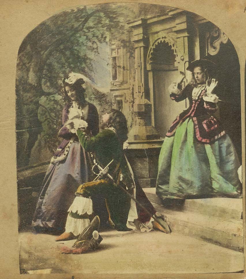 G2281~ JAMES ELLIOT – An Invidious Distinction Tinted 1860s UK Genre Stereoview