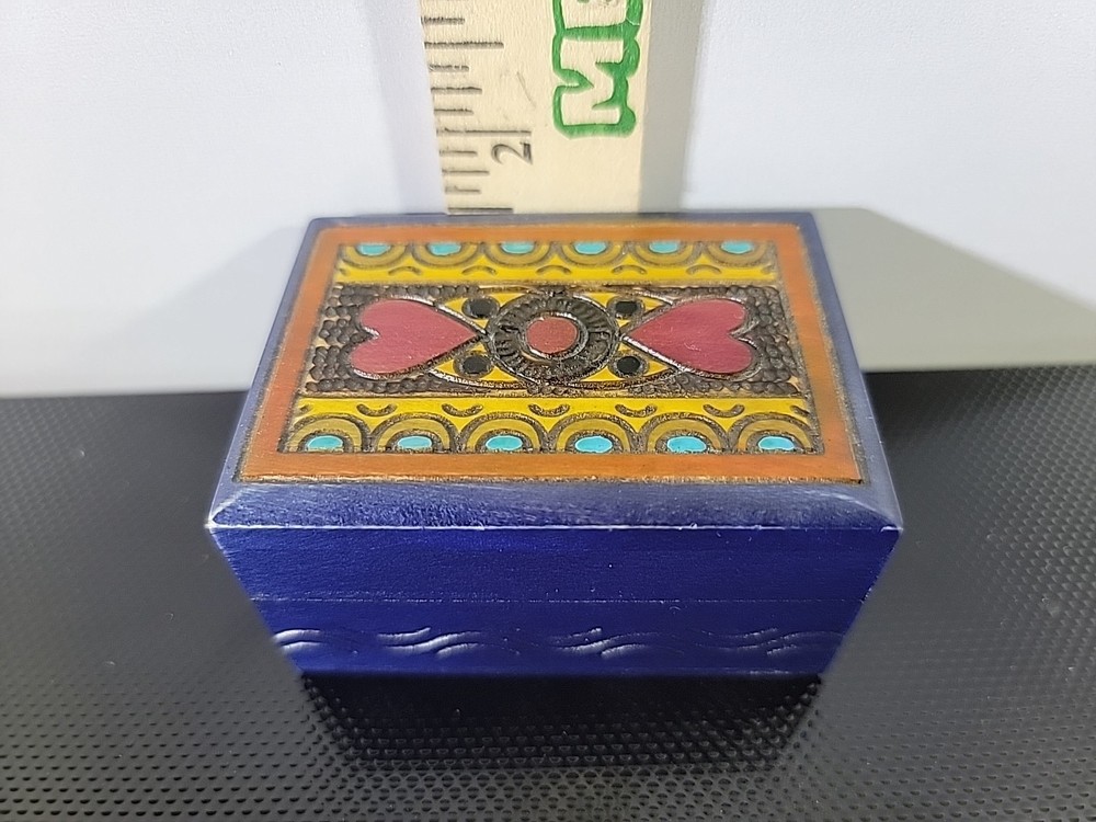 Vintage Polish Hand Carved Wooden Trinket Box – Folk Art Jewelry Box