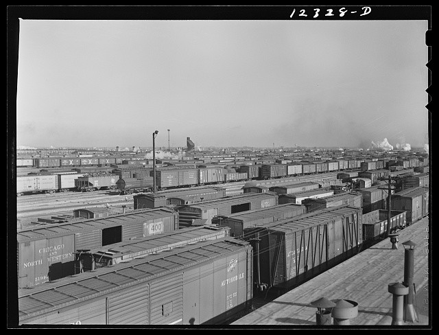 Chicago Illinois 1942 Chicago and Northwestern Railroad Yards Freight Cars