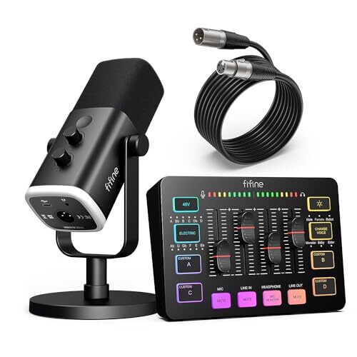 Gaming Equipment Bundle, Dynamic XLR/USB Gaming Microphone Set with Black